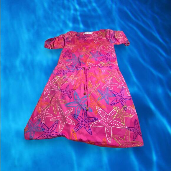 Tracy Negoshian Hot Pink Starfish Mini Dress Bathing Suit Coverup Size Small - Picture 1 of 8